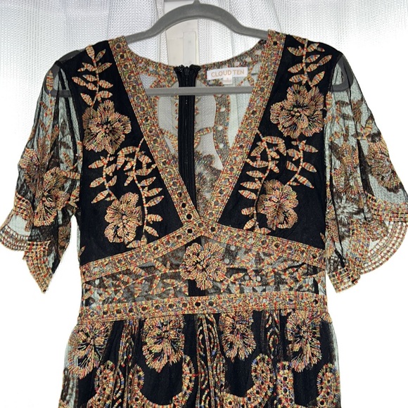 Black/multicolor detailed maxi dress - Picture 2 of 4